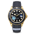 Rolex Yacht-Master Yellow Gold Black Ceramic Bezel Black Dial Oysterflex Watch