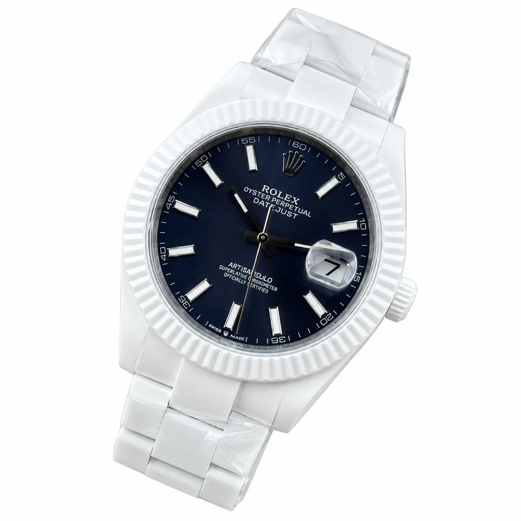Rolex Datejust Blue Dial White Ceramic 41mm