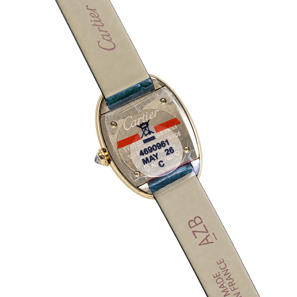 Cartier Baignoire Diamond Yellow Gold Green Alligator Watch