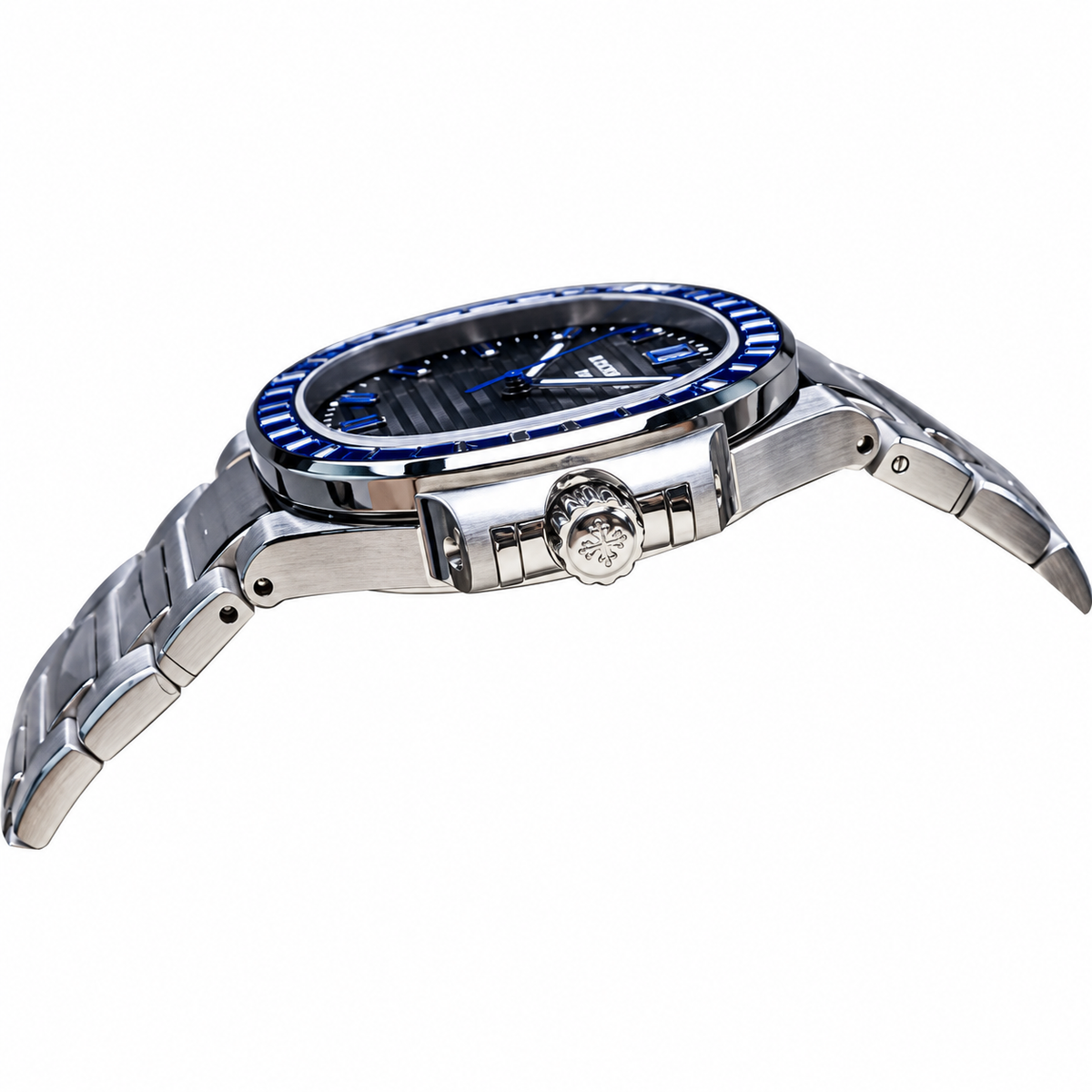 Patek Philippe Nautilus Blue Sapphire Baguette Steel Grey Dial