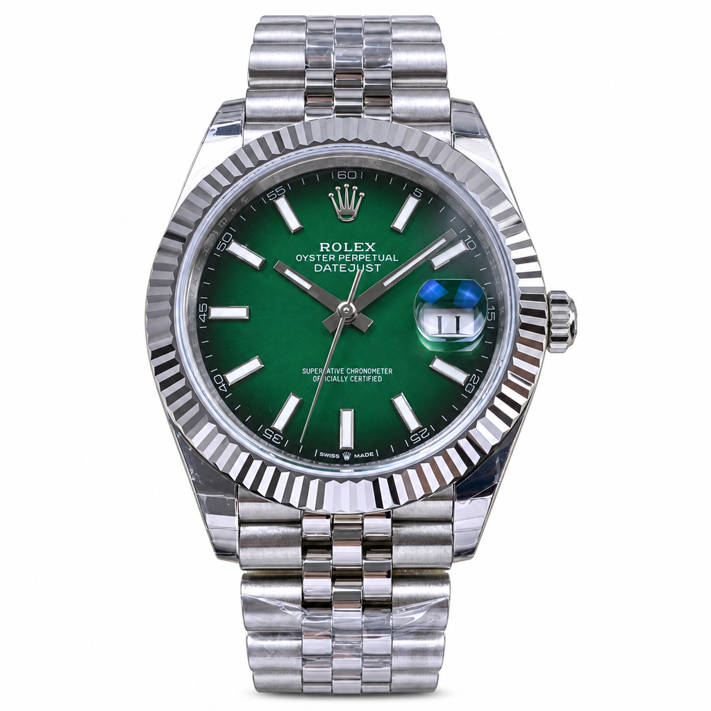 Rolex Datejust Green Dial Fluted Bezel Jubilee Bracelet Oystersteel