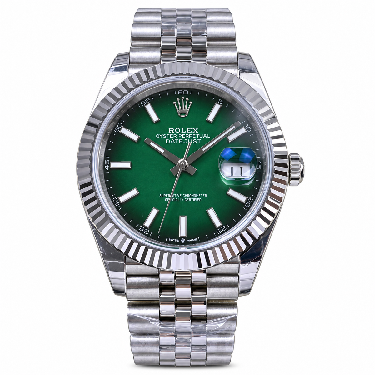 Rolex Datejust Green Dial Fluted Bezel Jubilee Bracelet Oystersteel