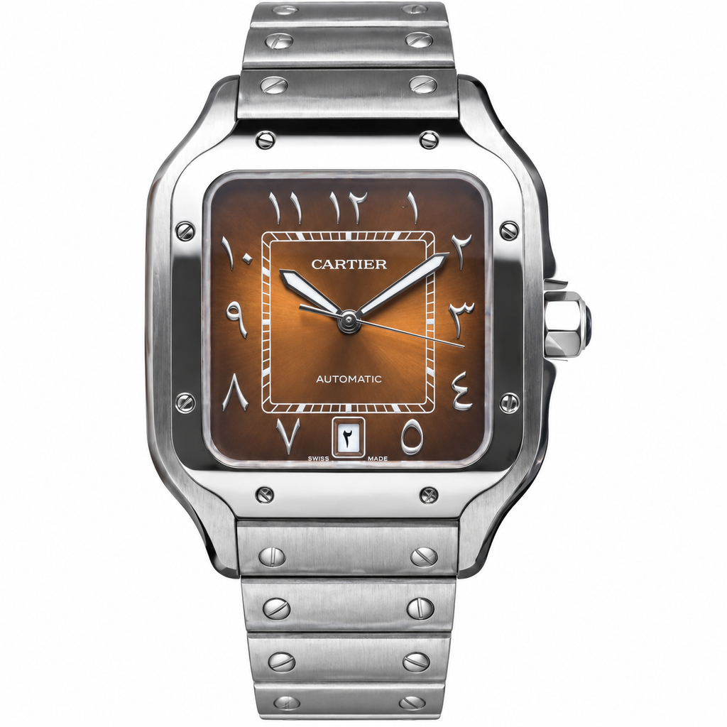 Cartier Santos de Cartier Steel Brown Fumé Dial Automatic Watch