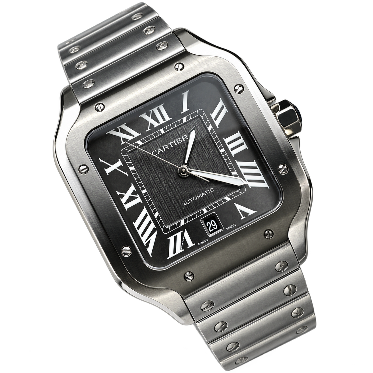 Cartier Santos de Cartier Large Stainless Steel Automatic Steel Bracelet Watch
