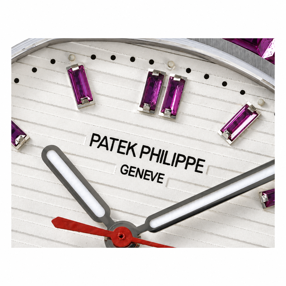 Patek Philippe Nautilus Amethyst Baguette Steel White Dial