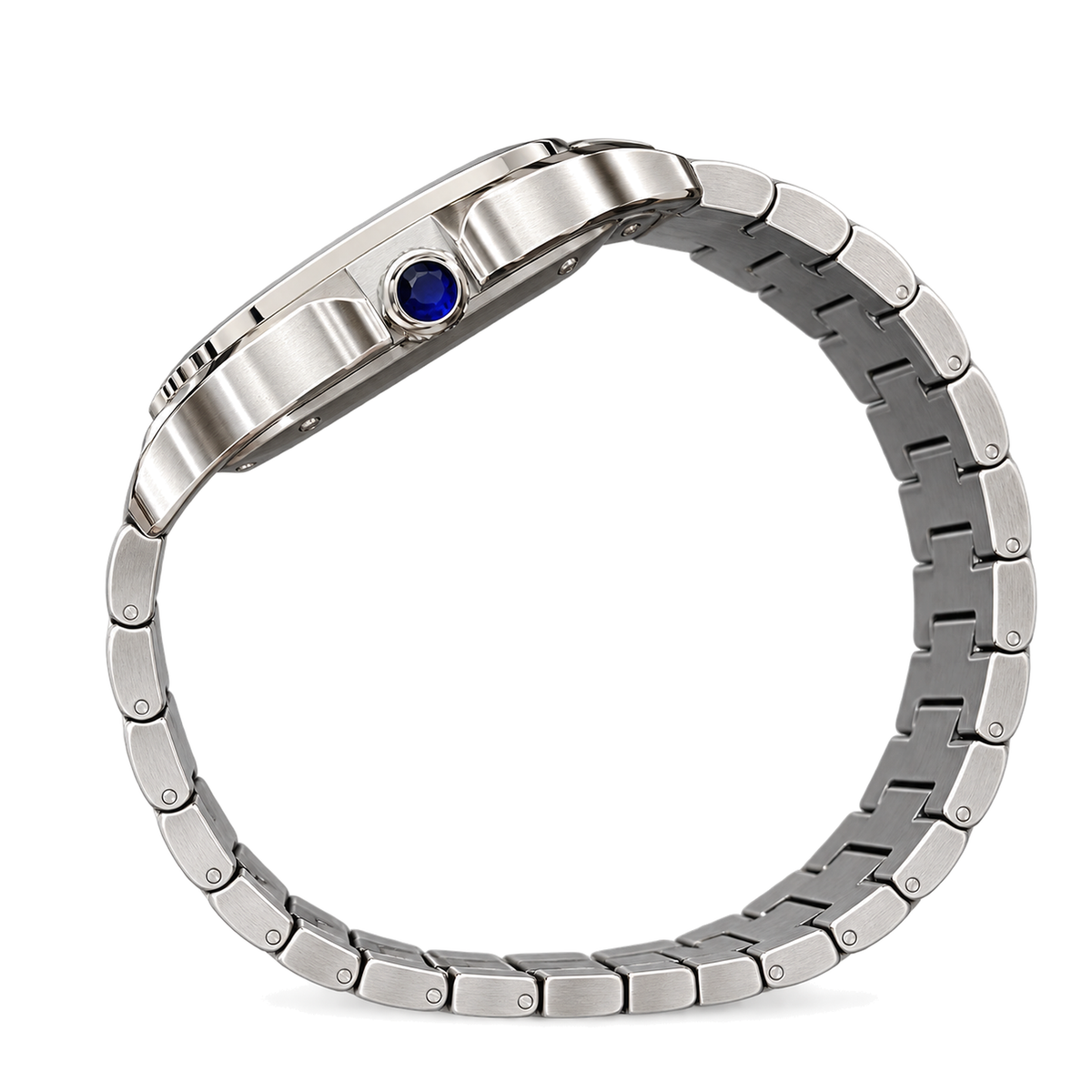 Cartier Santos de Cartier Medium Stainless Steel White Dial Steel Bracelet Automatic Watch