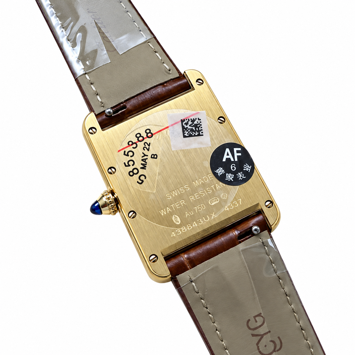 Cartier Tank Solo Yellow Gold White Dial Date Brown Alligator Watch