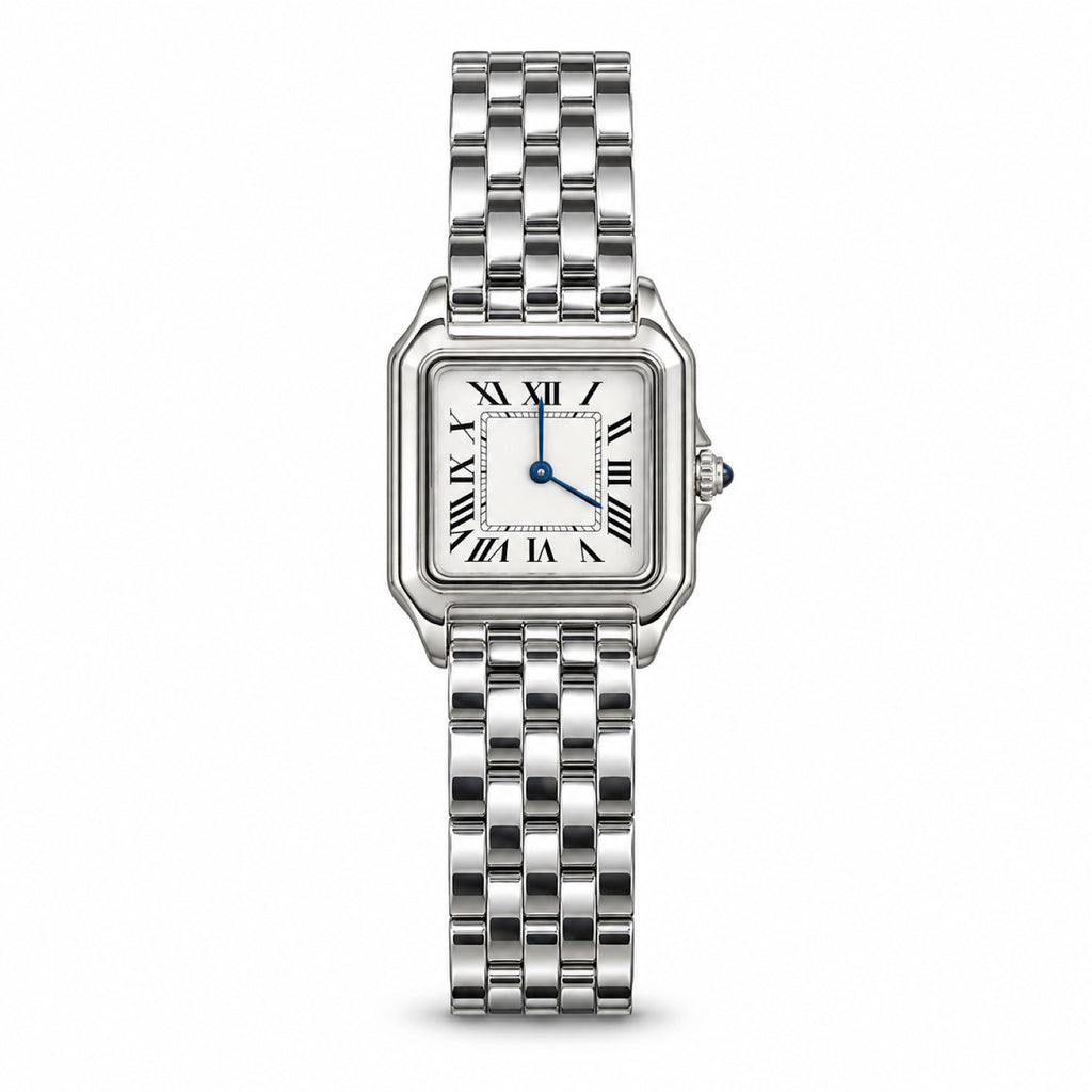 Cartier Panthère de Cartier Medium Stainless Steel White Dial Roman Numeral Steel Bracelet Quartz Watch