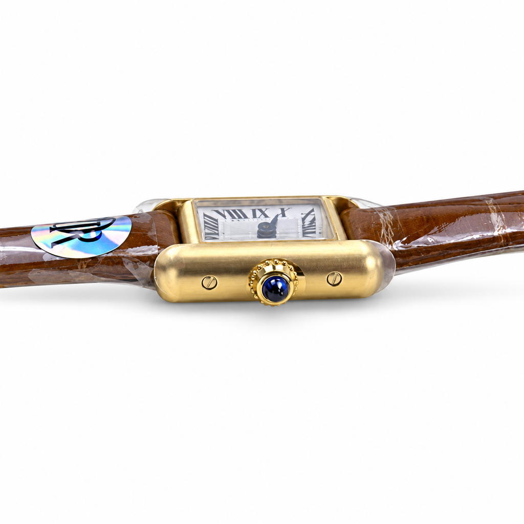 Cartier Tank Louis Cartier Yellow Gold White Dial Brown Alligator Watch