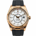 Rolex Sky-Dweller Rose Gold White Dial Oysterflex Watch