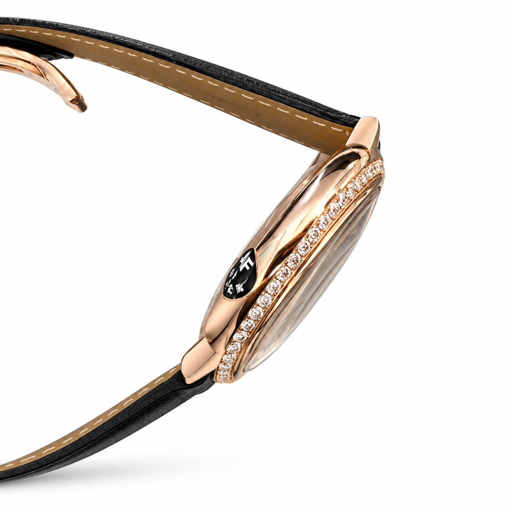Cartier Ballon Bleu de Cartier Rose Gold Diamond Bezel Black Guilloché Dial Automatic Watch