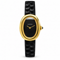 Cartier Baignoire Mini 18k Yellow Gold Black Dial Black Leather Strap Watch