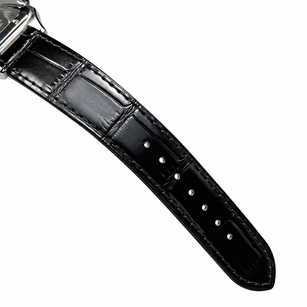 Cartier Santos-Dumont XL Stainless Steel White Dial Black Alligator Strap Watch