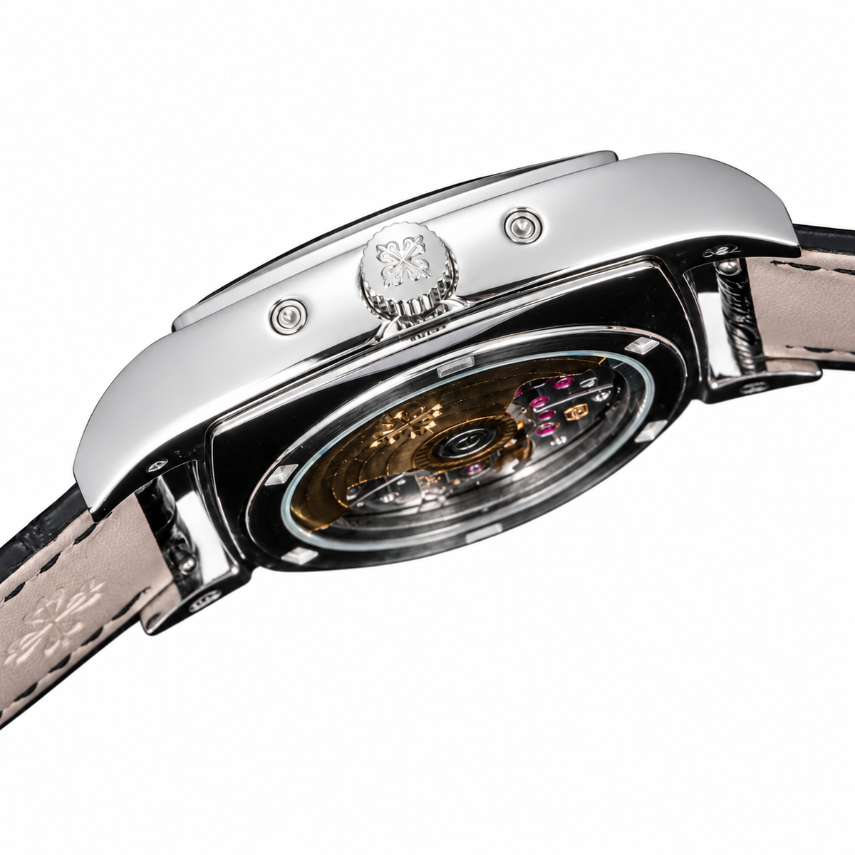 Patek Philippe Gondolo Calendario White Gold TV-Shaped Charcoal Dial Annual Calendar Moon Phase Small Seconds Black Strap 34mm