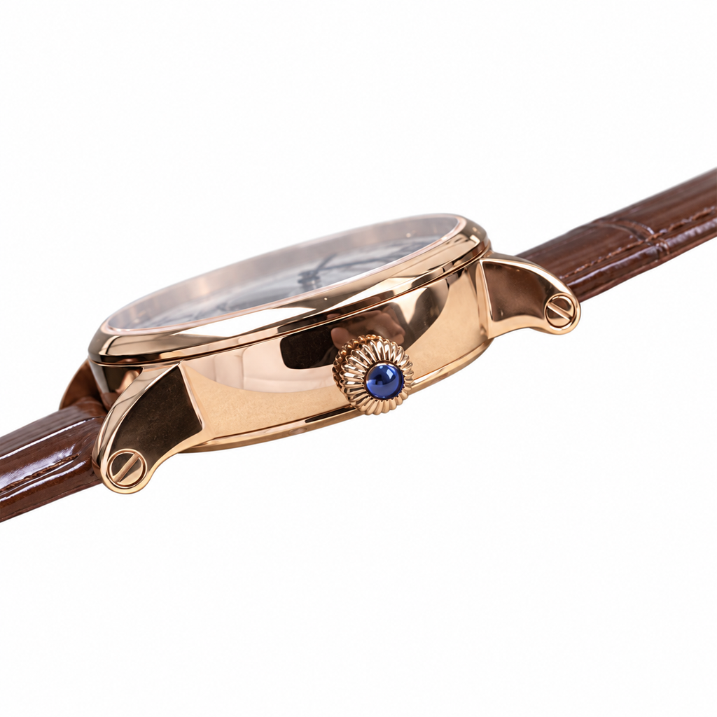 Cartier Ronde Rose Gold Brown Alligator Mechanical Watch