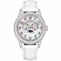 Patek Philippe Ladies White Gold Full Diamond Case Annual Calendar Moon Phase MOP Dial Arabic Numerals 38mm