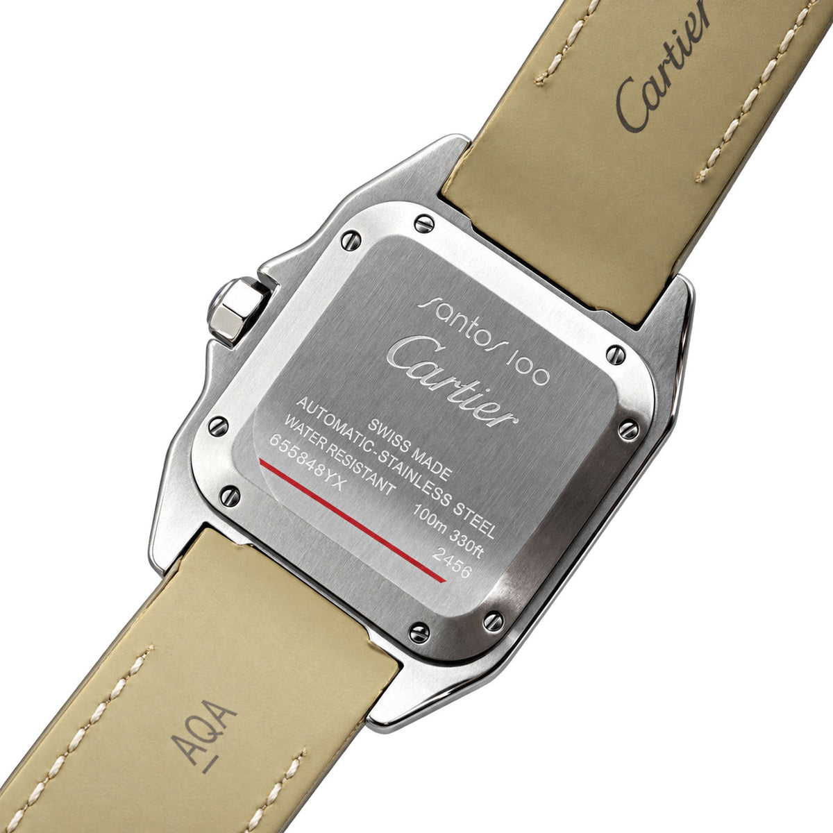 Cartier Santos-Dumont Small — Steel, White Dial, Roman Numerals & Beige Alligator Strap, Women