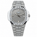 Patek Philippe Nautilus Iced Out Full Diamond Steel Baguette Bezel 40mm