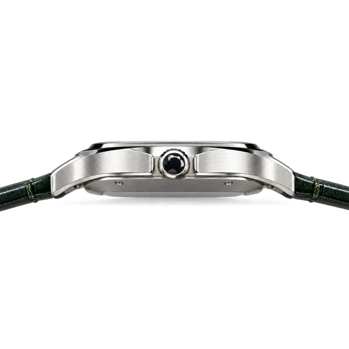 Cartier Santos de Cartier Large Stainless Steel Green Dial Green Alligator Strap Automatic Watch