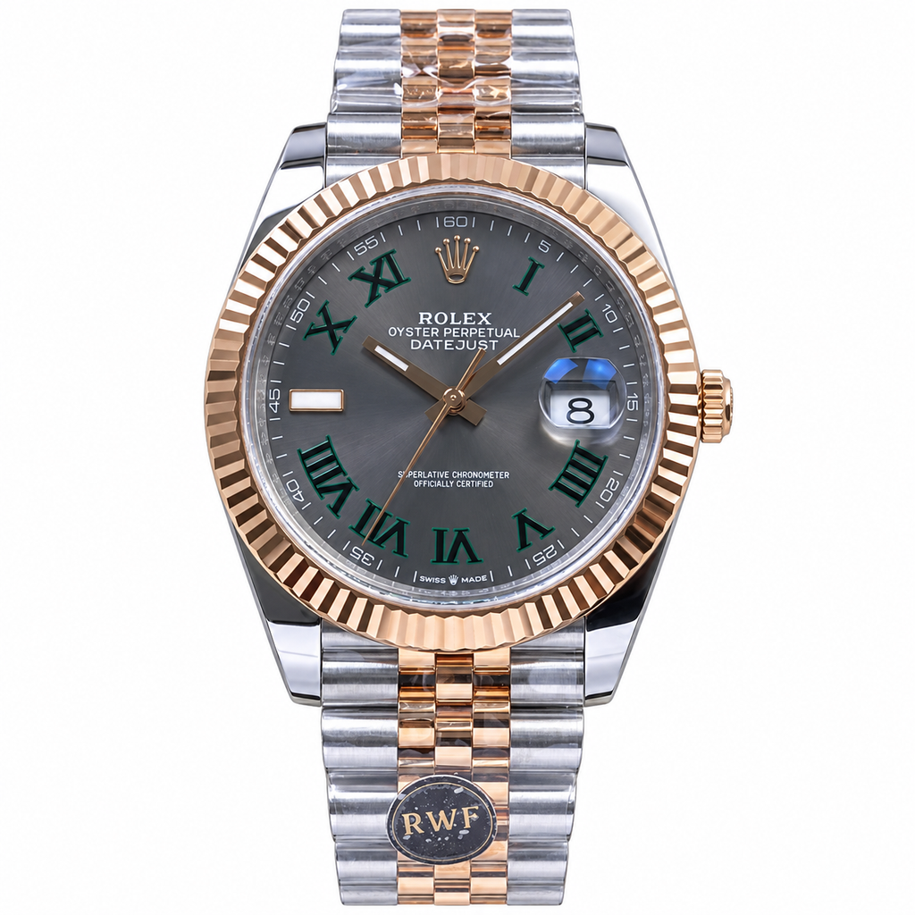 Rolex Datejust Wimbledon Slate Grey Green Roman Dial Rolesor Jubilee Bracelet
