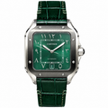Cartier Santos de Cartier Large Stainless Steel Green Dial Arabic Numeral Green Alligator Strap Automatic Watch