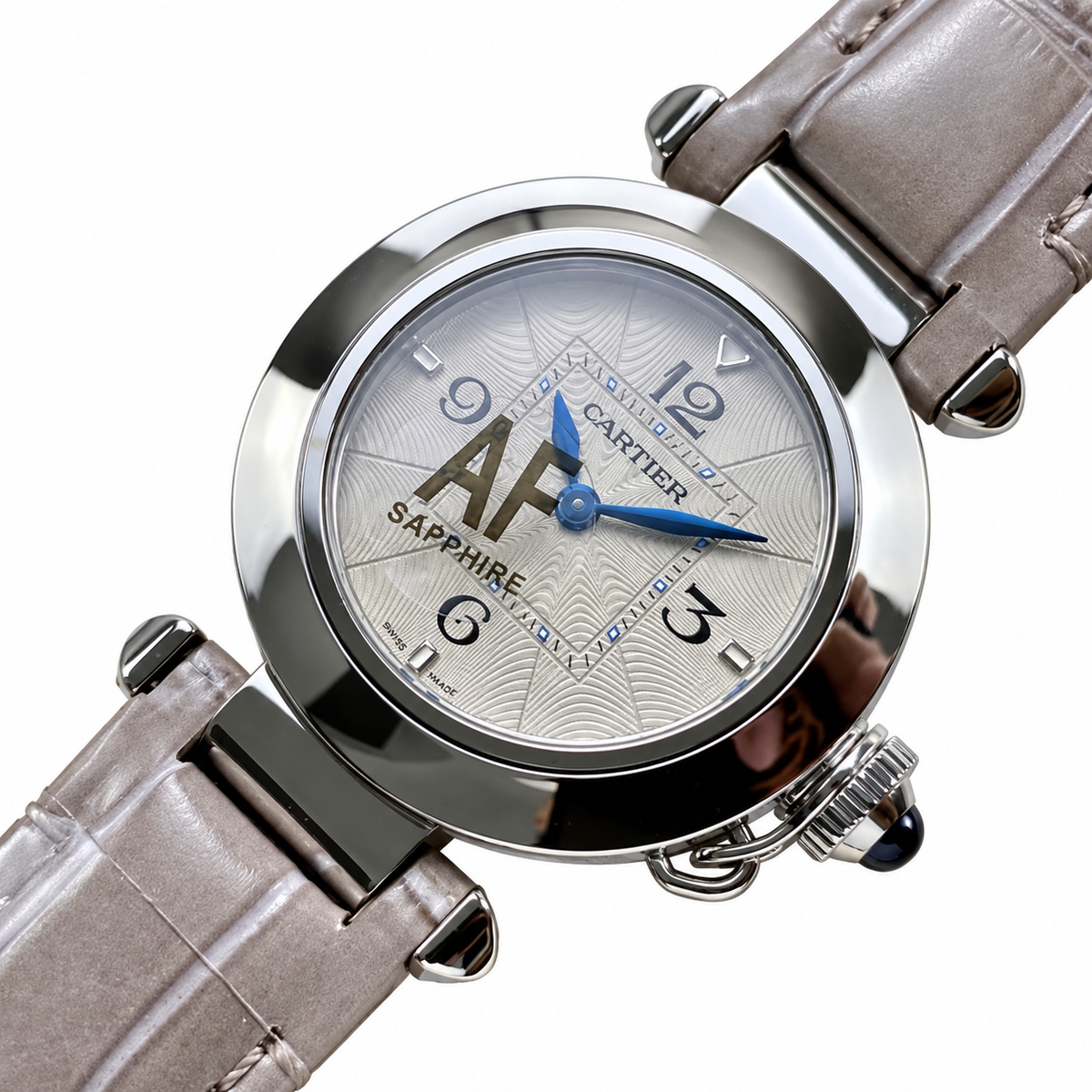 Cartier Pasha de Cartier Steel Grey Leather Watch