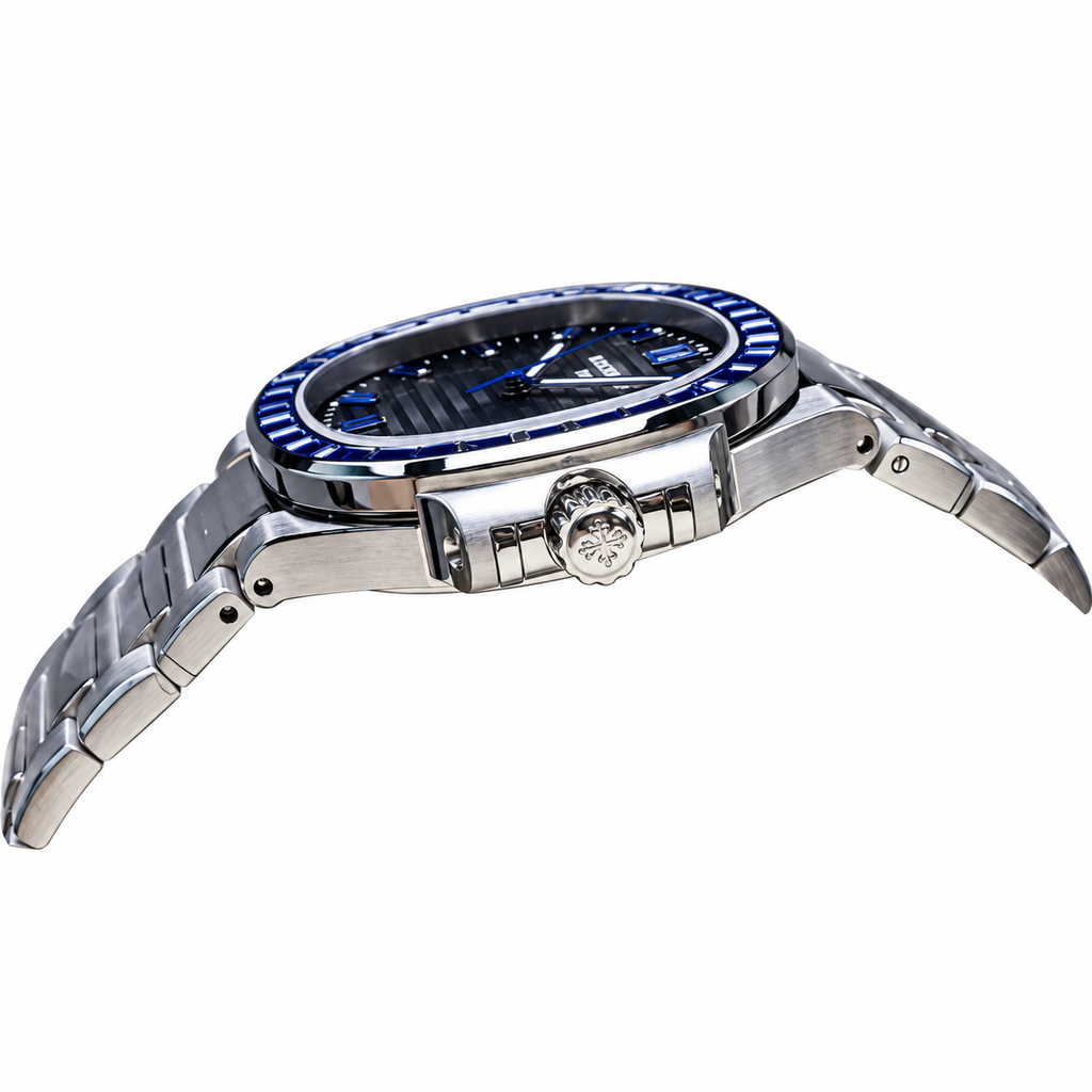 Patek Philippe Nautilus Sapphire Baguette Steel Grey Dial