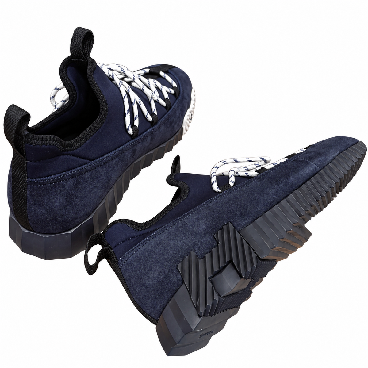 Hermès Navy Low-Top Sneakers with Patterned Laces