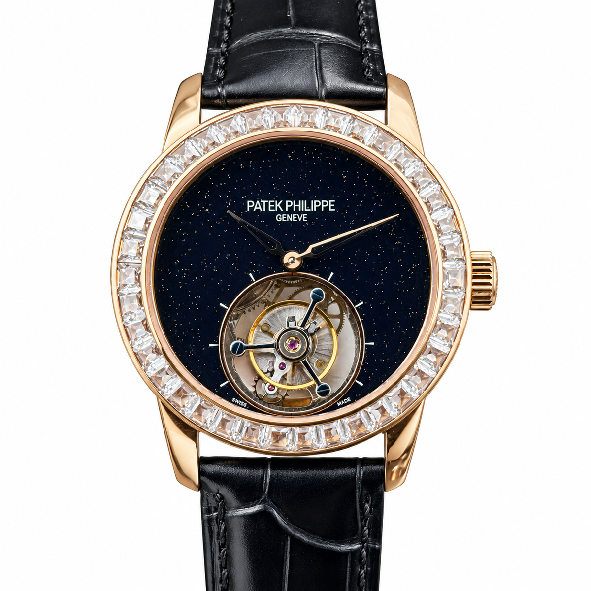 Patek Philippe Calatrava Tourbillon Diamond Bezel Aventurine Rose Gold