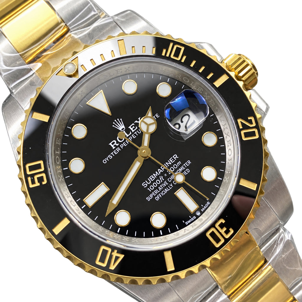 Rolex Submariner Date Oystersteel Yellow Gold Black Ceramic Bezel Black Dial Oyster Bracelet Watch 41mm
