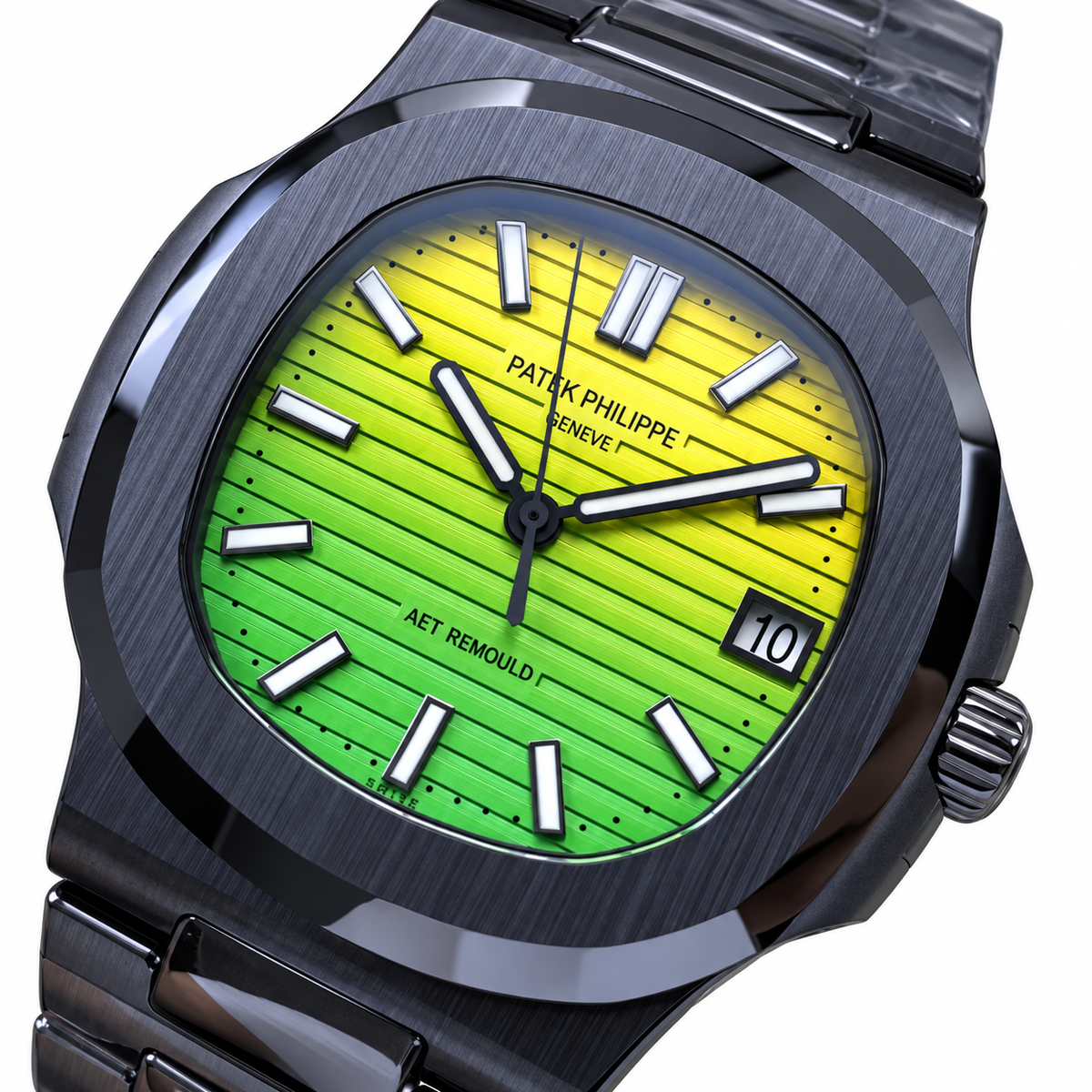 Patek Philippe Nautilus AET Remould Black Ceramic Yellow Green Gradient
