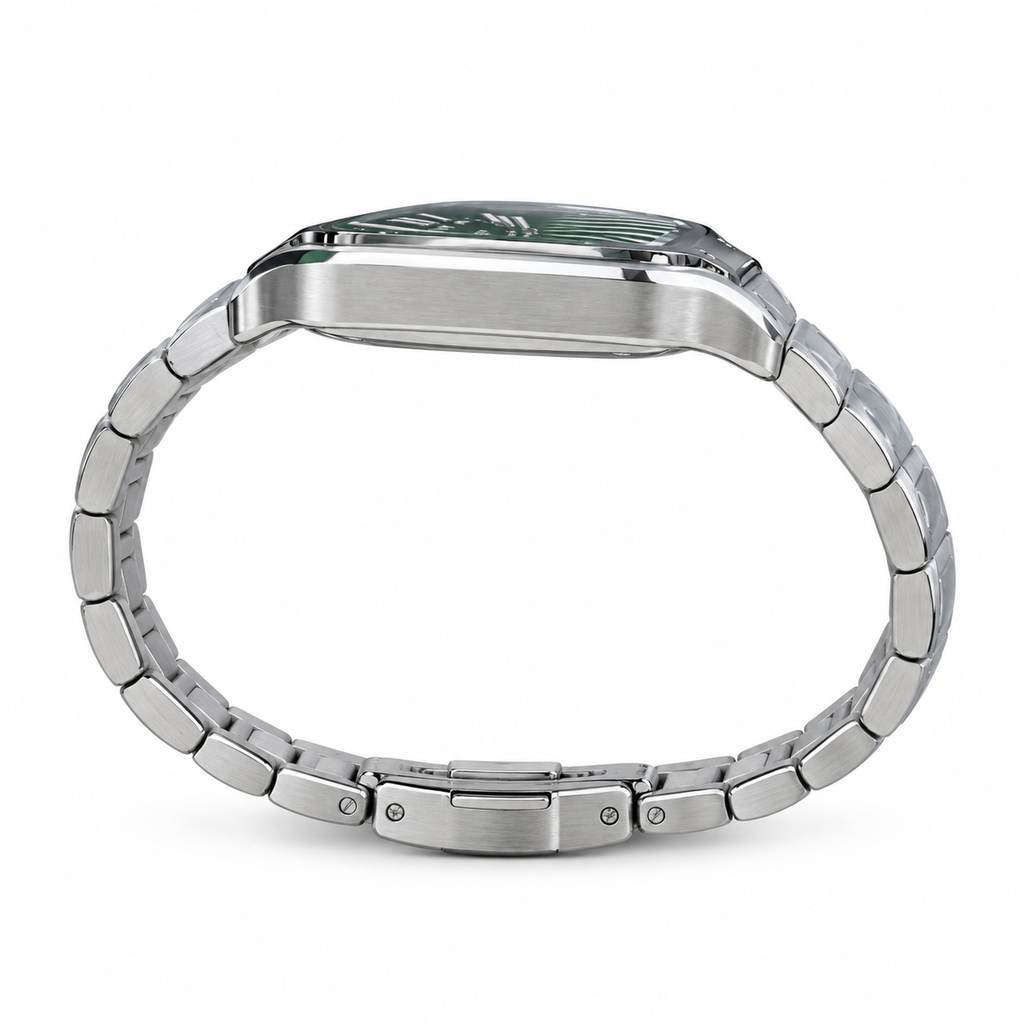 Cartier Santos de Cartier Large Stainless Steel Green Dial Roman Numeral Steel Bracelet Automatic Watch