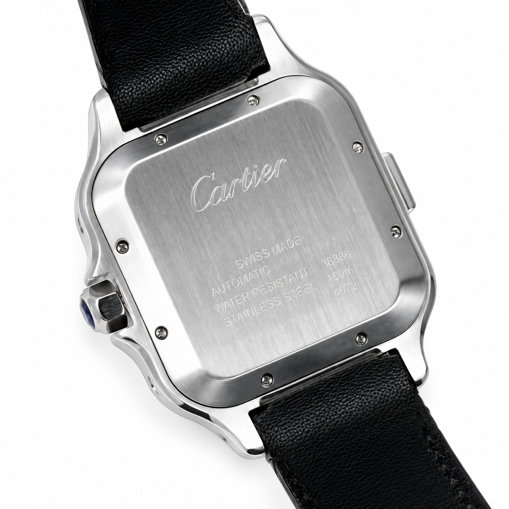 Cartier Santos de Cartier Chronograph Steel Rose Gold Pavé Diamond Bezel White Dial Black Alligator Watch