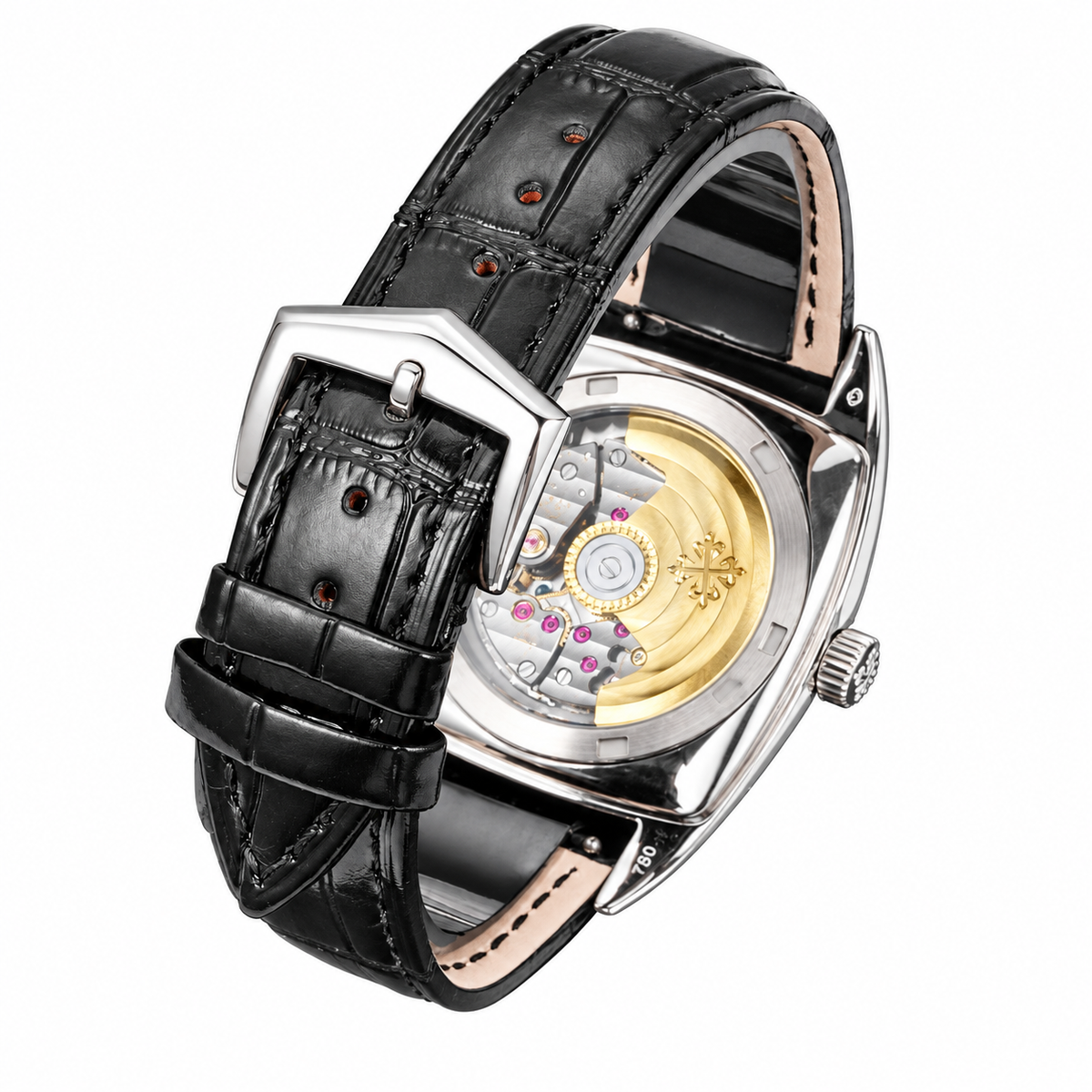 Patek Philippe Gondolo Calendario White Gold TV-Shaped Charcoal Dial Annual Calendar Moon Phase Small Seconds Black Strap 34mm