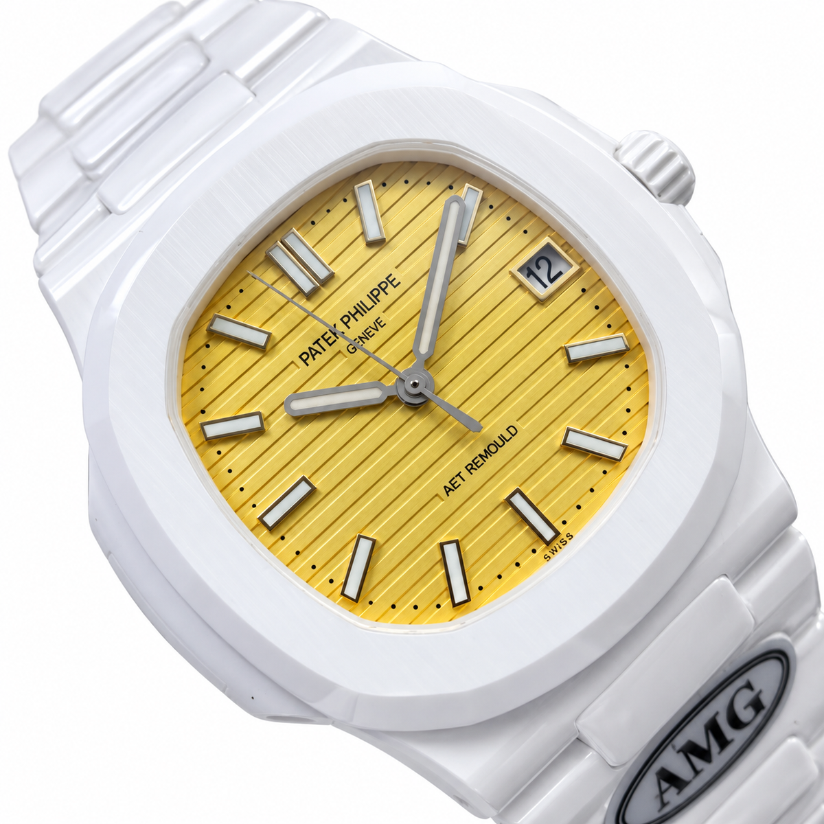 Patek Philippe Nautilus AET Remould White Ceramic Yellow Dial AMG Edition