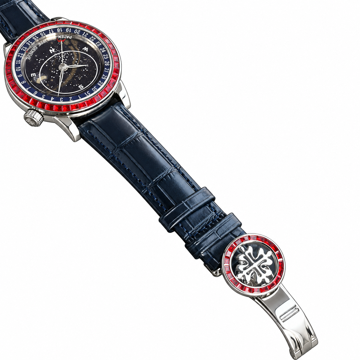 Patek Philippe Celestial White Gold Ruby Bezel Deep Blue Star Dial Moon Phase 44mm