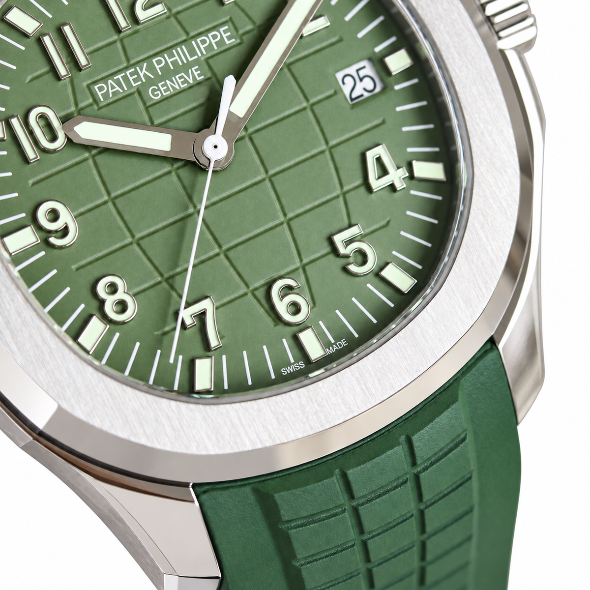Patek Philippe Aquanaut 5168G White Gold Olive Green Dial Green Rubber Strap 42.2mm