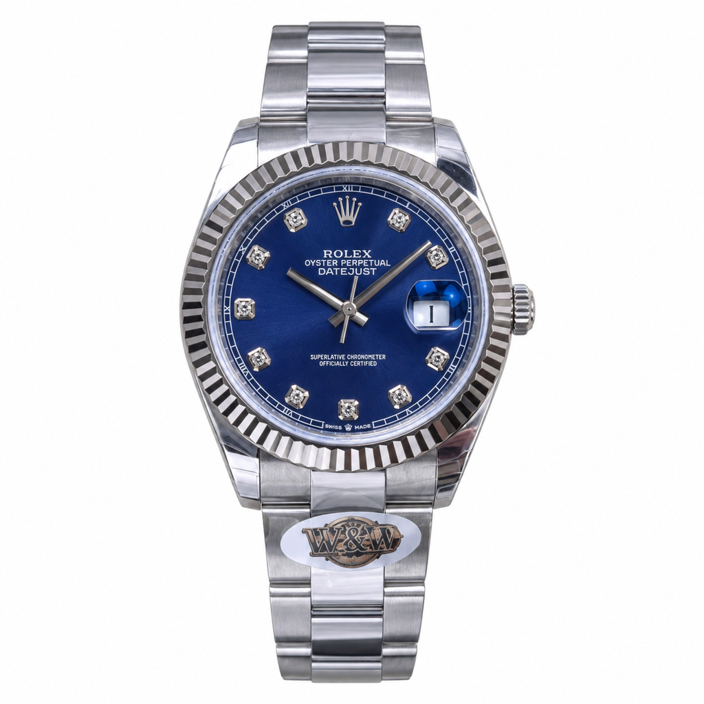 Rolex Datejust Blue Diamond Dial Fluted Bezel Jubilee Bracelet Oystersteel