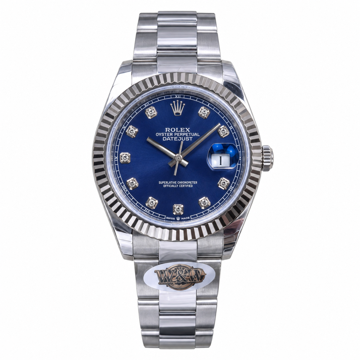 Rolex Datejust Blue Diamond Dial Fluted Bezel Jubilee Bracelet Oystersteel