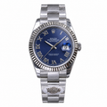 Rolex Datejust Blue Roman Numeral Dial Fluted Bezel Oyster Bracelet Oystersteel