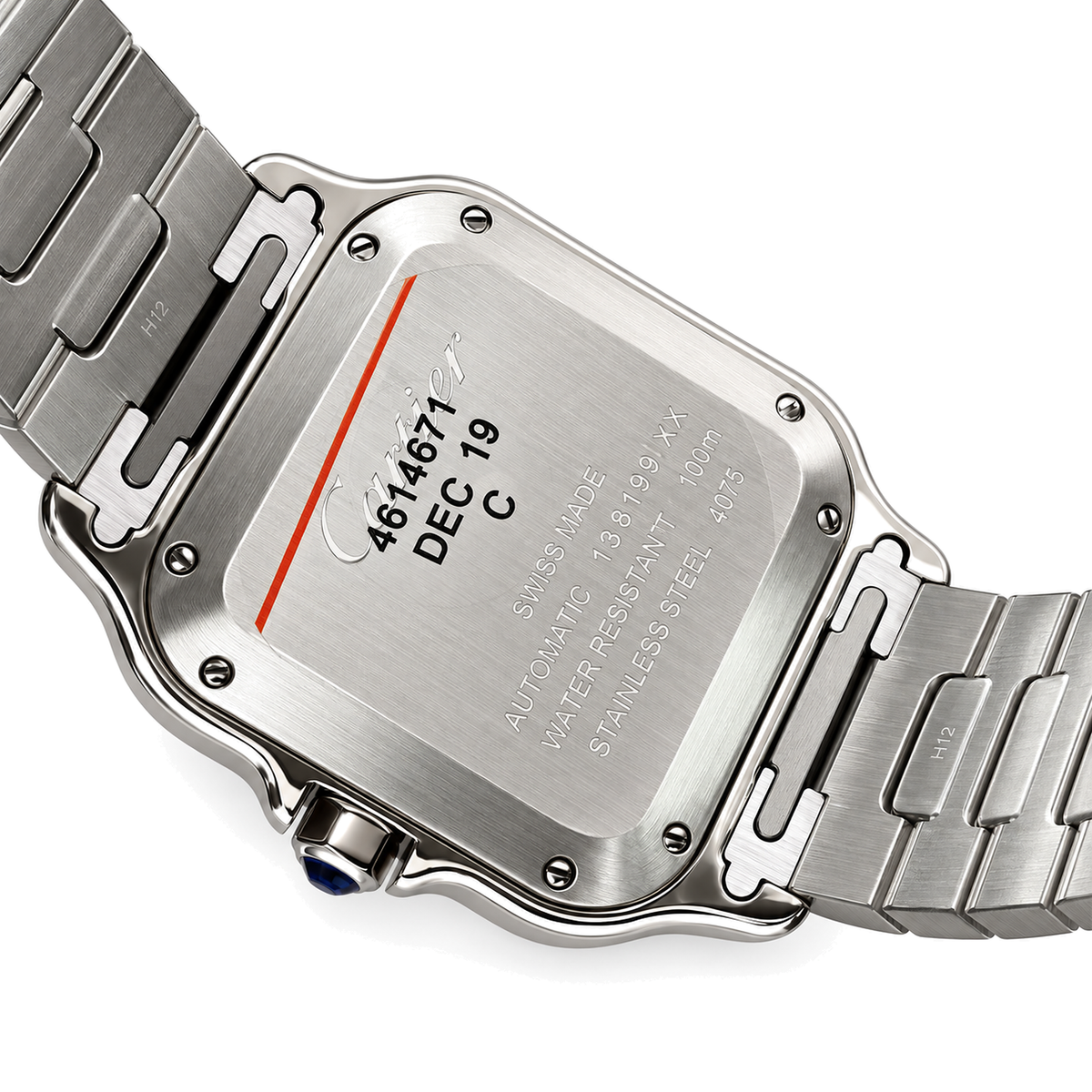 Cartier Santos de Cartier Medium Stainless Steel White Dial Steel Bracelet Automatic Watch