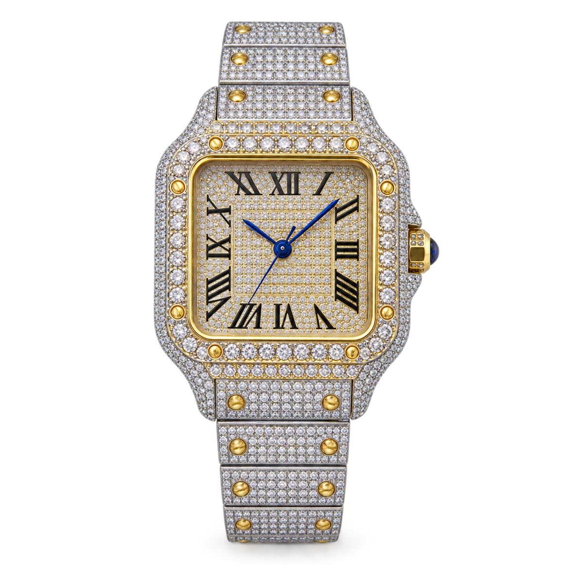 Cartier Santos de Cartier Large Iced Out Two-Tone Full Pavé Diamond Dial & Bracelet Watch