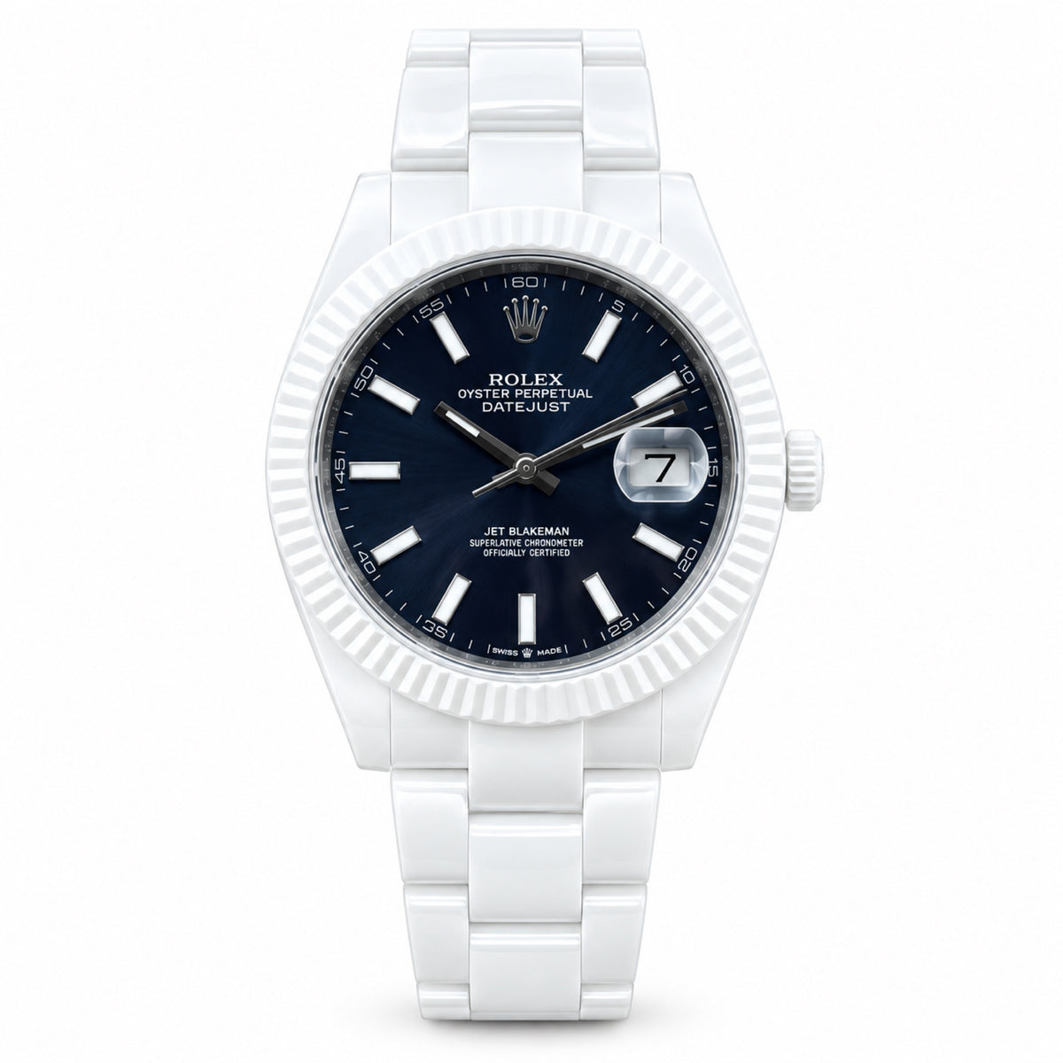 Rolex Datejust 41mm AET Remould White Ceramic Black Dial Custom Watch