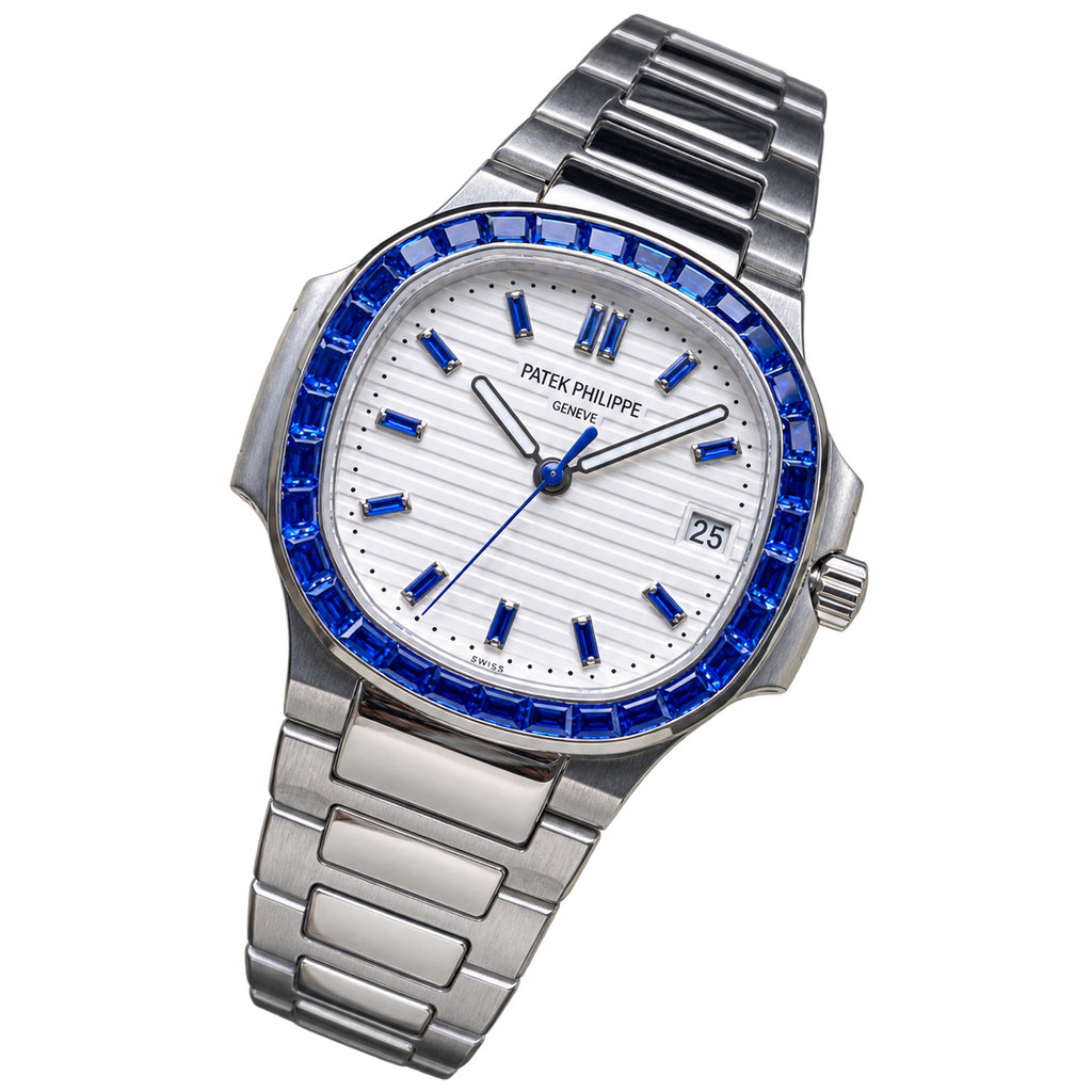 Patek Philippe Nautilus Sapphire Baguette Steel White Dial