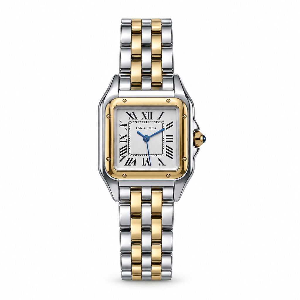 Cartier Panthère de Cartier Large Two-Tone Steel & Yellow Gold White Dial Bracelet Watch
