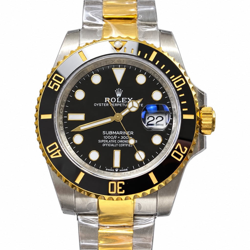 Rolex Submariner Date Oystersteel Yellow Gold Black Ceramic Bezel Black Dial Oyster Bracelet Watch 41mm