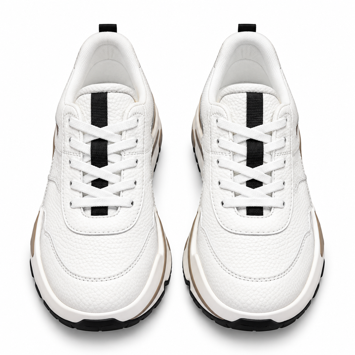 Hermès White Leather Low-Top Sneakers with Contrast Sole