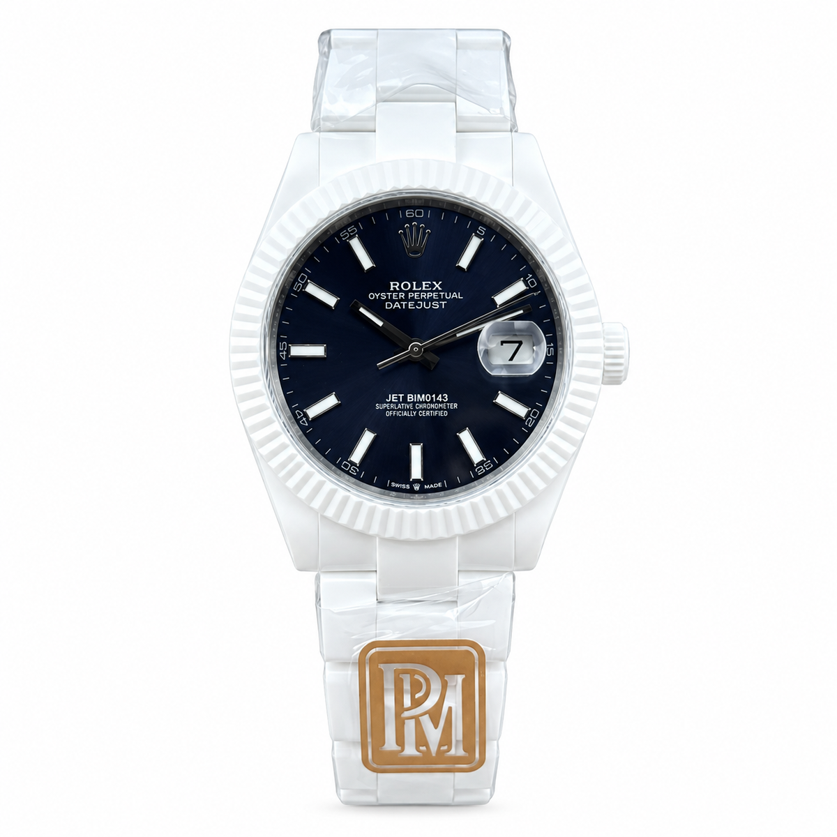 Rolex Datejust Blue Dial White Ceramic 41mm