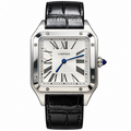 Cartier Santos-Dumont XL Stainless Steel White Dial Black Alligator Strap Watch