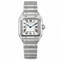 Cartier Santos de Cartier Large Stainless Steel White Dial Roman Numeral Blue Hands Steel Bracelet Automatic Watch